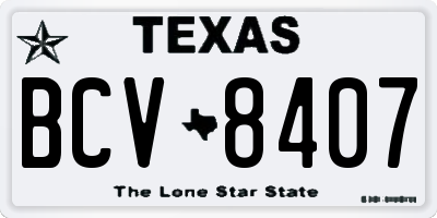 TX license plate BCV8407