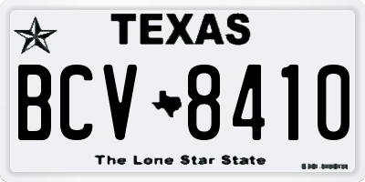 TX license plate BCV8410