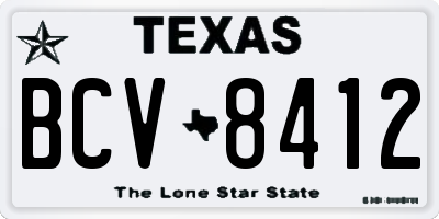 TX license plate BCV8412
