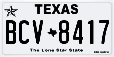 TX license plate BCV8417