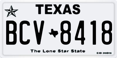 TX license plate BCV8418
