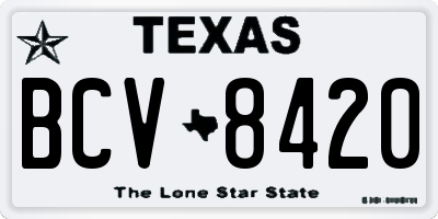 TX license plate BCV8420