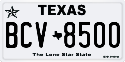 TX license plate BCV8500
