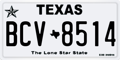 TX license plate BCV8514