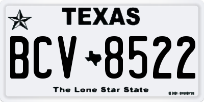 TX license plate BCV8522