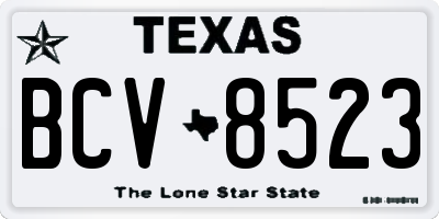 TX license plate BCV8523