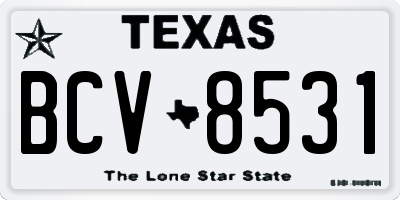 TX license plate BCV8531