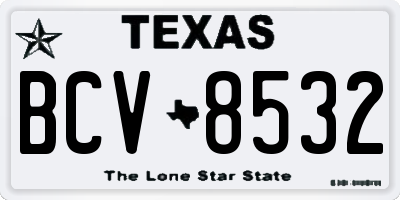 TX license plate BCV8532