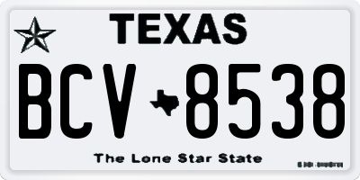 TX license plate BCV8538