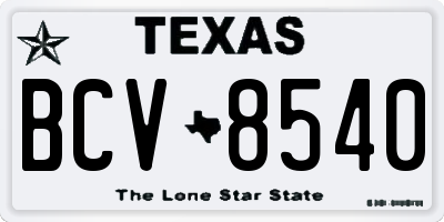 TX license plate BCV8540