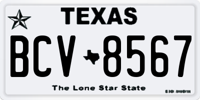 TX license plate BCV8567