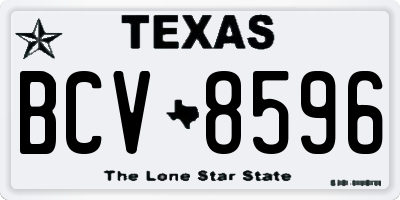 TX license plate BCV8596
