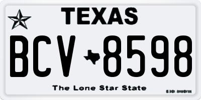 TX license plate BCV8598
