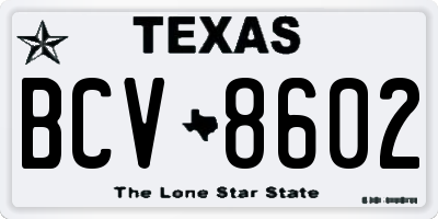 TX license plate BCV8602