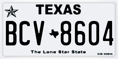 TX license plate BCV8604
