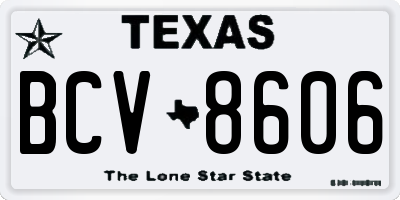 TX license plate BCV8606