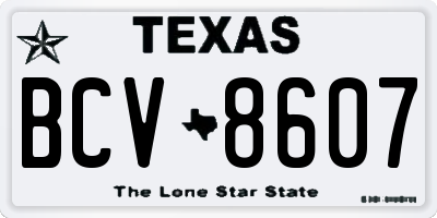 TX license plate BCV8607