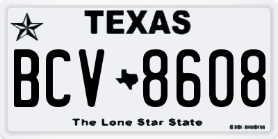 TX license plate BCV8608