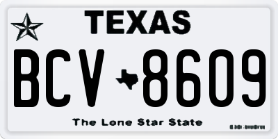 TX license plate BCV8609