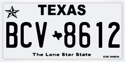 TX license plate BCV8612
