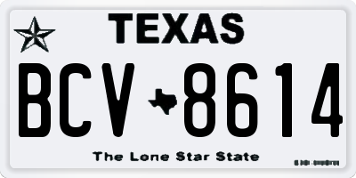 TX license plate BCV8614