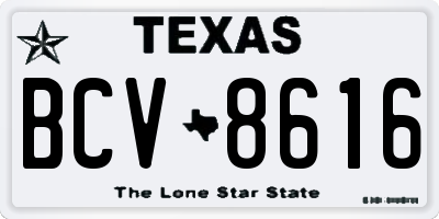 TX license plate BCV8616