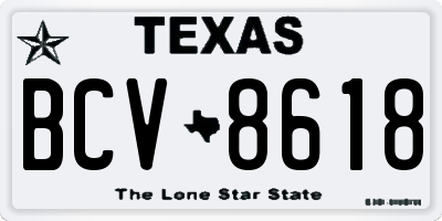 TX license plate BCV8618