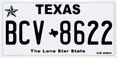TX license plate BCV8622