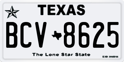 TX license plate BCV8625