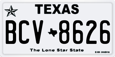 TX license plate BCV8626