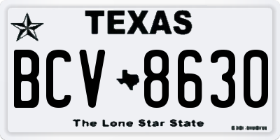 TX license plate BCV8630