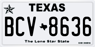 TX license plate BCV8636