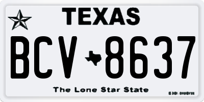 TX license plate BCV8637