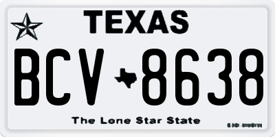 TX license plate BCV8638