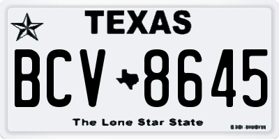 TX license plate BCV8645