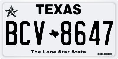 TX license plate BCV8647