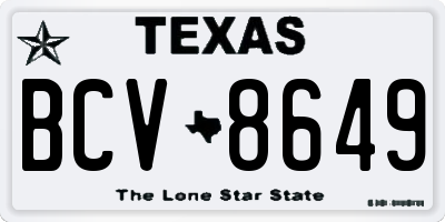 TX license plate BCV8649