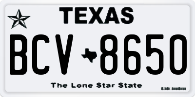 TX license plate BCV8650