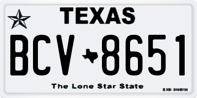 TX license plate BCV8651