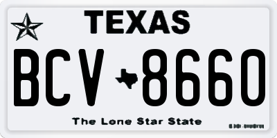 TX license plate BCV8660