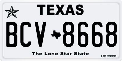 TX license plate BCV8668