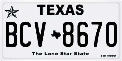 TX license plate BCV8670