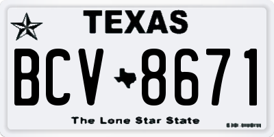 TX license plate BCV8671