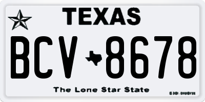 TX license plate BCV8678