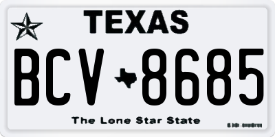 TX license plate BCV8685