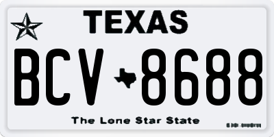 TX license plate BCV8688