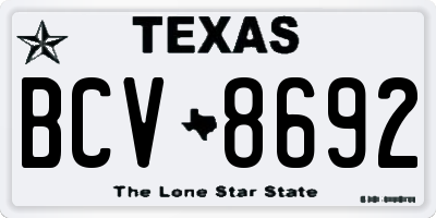 TX license plate BCV8692