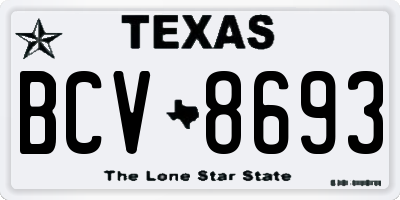 TX license plate BCV8693