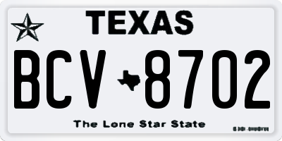 TX license plate BCV8702