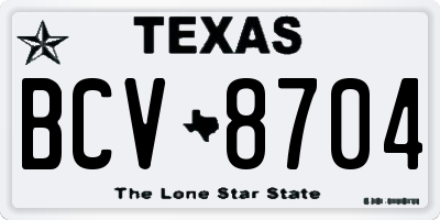 TX license plate BCV8704
